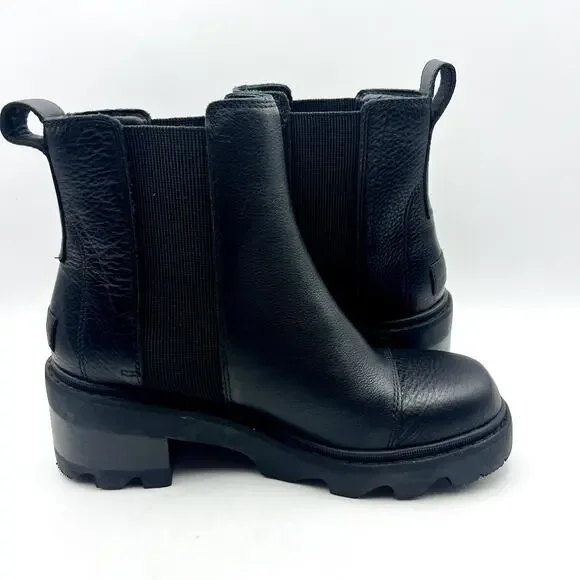 Sorel Womens Joan Now Chelsea Boot US 8.5 EU 39.5 Black Leather Waterproof NIB - Picture 4 of 11